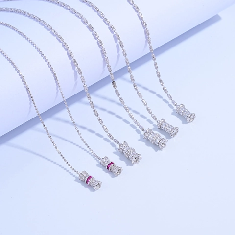 Collar Con Colgante De Cintura Cilíndrica Plata De Ley 925 Con Circón Brillante Joyería Ajustable DIY Para Mujeres