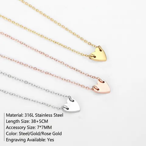 Collar De Corazón De Moda Chapado En Oro De 14k De Acero Inoxidable
