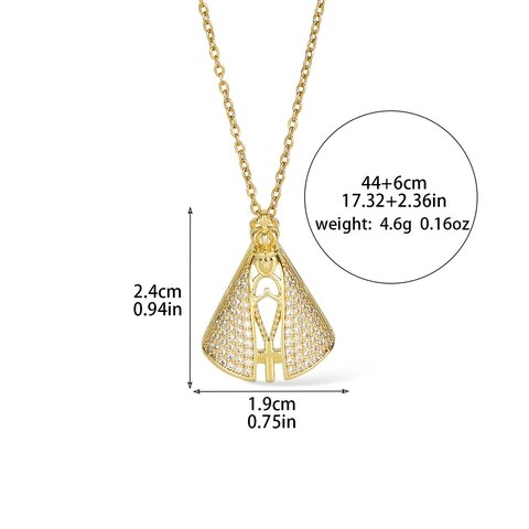 Stainless Steel Pendant Necklace 18K Gold Plated Religious Virgin Mary Evil Eye Cross Zircon Dainty Jewelry For Women