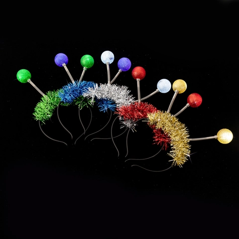 Diadema Luminosa De Antena Alienígena Con Resorte Pom Pón Bola De Purpurina Oropel Accesorio Para El Cabello Fiesta Disfraz