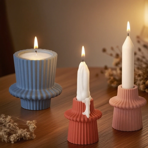 Geometric Stripe Lantern Candle Holder Silicone Mold DIY Handmade Plaster Resin Casting Tool Nordic Style Home Decor