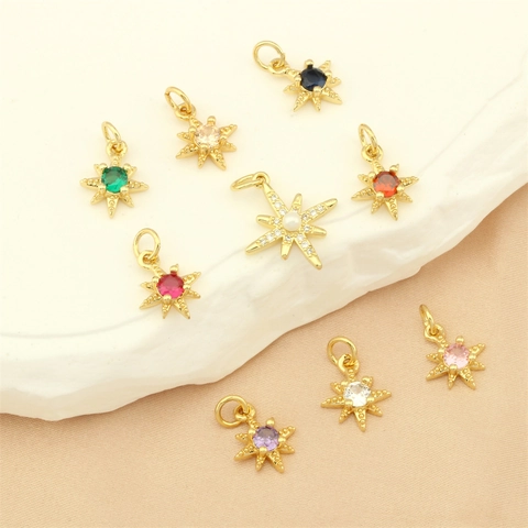 North Star Anhänger Kupfer Vergoldet Zirkonia Charms DIY Schmuckherstellung Zubehör Für Halskette Armband
