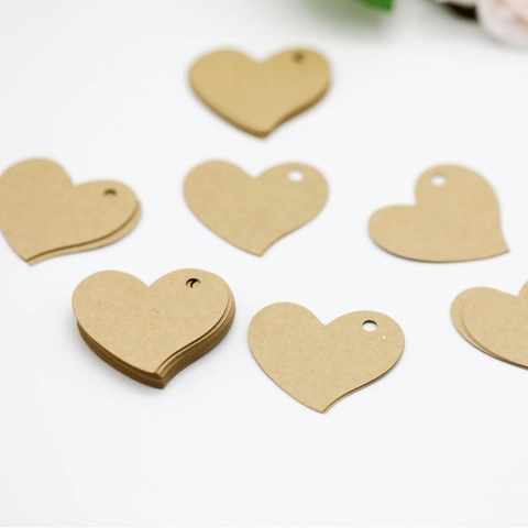 Heart Shaped Paper Tags Blank Kraft Pearlescent Cardstock Laser Cut Gift Label For Wedding Party Favor DIY Card