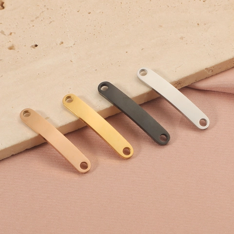 Edelstahl Gebogene Stabverbinder Doppeloch Blanko Lange Anhänger Für DIY Schmuckherstellung Spiegelpoliert Minimalistisches Zubehör