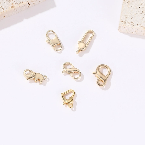 Cierre De Langosta De Cobre DIY Hallazgos De Joyería Chapado En Oro 14K Elefante Forma De Corazón Conector Pulido