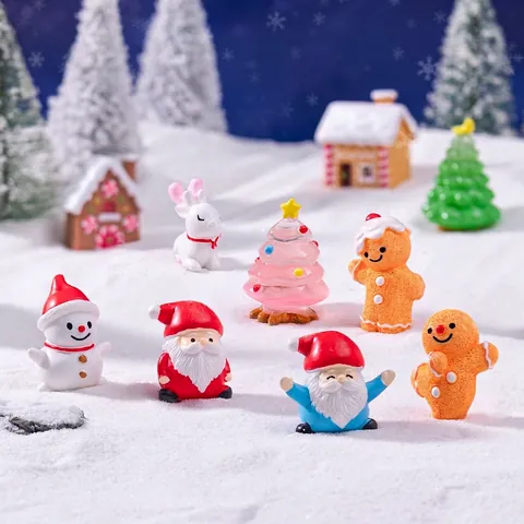 Christmas Micro Landscape Mini Ornaments Resin Santa Claus Snowman Reindeer Gingerbread Man Desktop Decor DIY Accessory