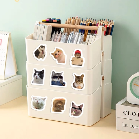 Funny Meme Cats Stickers Roll For Scrapbooking Decorative Waterproof Washi Paper Stickers Envelope Sealing Kids Gift