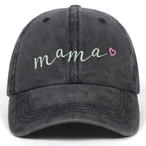 Cappello Da Baseball In Cotone Lavato Ricamo Mama Vintage Regolabile Dad Hat Protezione Solare Traspirante Esterno Per Donna