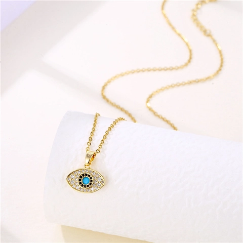 Evil Eye Anhänger Halskette Edelstahl Mit Zirkon Und Türkis Minimalistischer Modeschmuck Für Damen