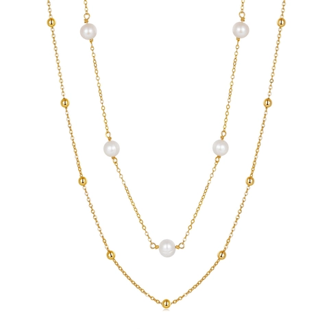 Collana di Perle d'Acqua Dolce Barocche in Argento Sterling 925 per Donna Elegante Collana a Catena Placcata Oro con Strass Gioielli