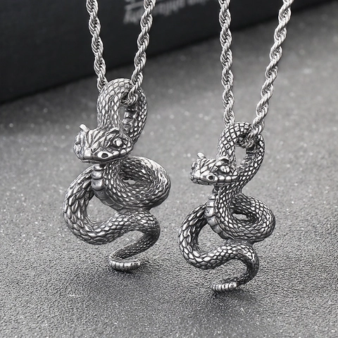 Collana Con Ciondolo A Serpente Acciaio Inossidabile Punk Retro Gothic Vintage Gioielli Animali Per Uomini