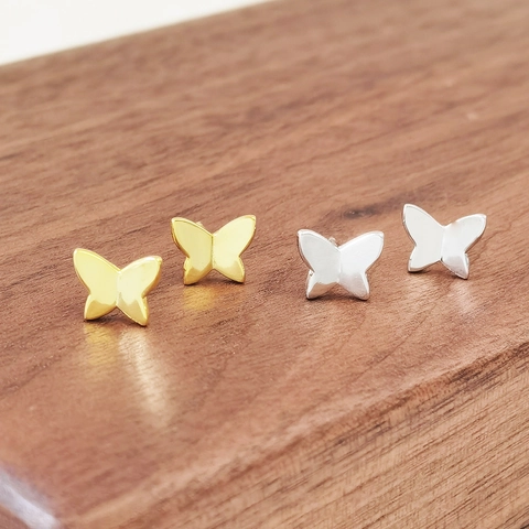 925 Argento Sterling Farfalla Orecchini a Bottone per Donna Piccoli Minimalisti Raffinati Forma Animale Orecchini Placcati Oro Argento