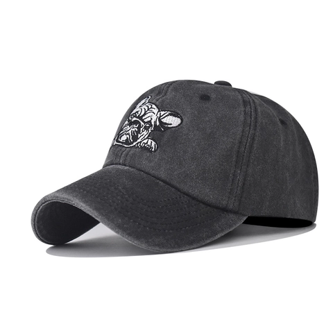 Washed Cotton Baseball Cap Vintage Distressed Dad Hat With Animal Dog Cat Embroidery Adjustable Retro Casual