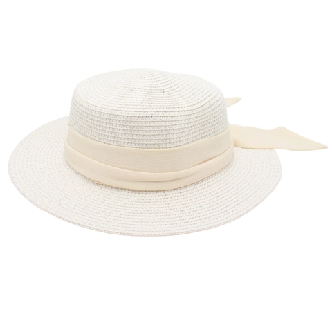 Women Vintage Boater Straw Hat Raffia Rhinestone Bow Decoration Sun Protection French Style Beach Fashion