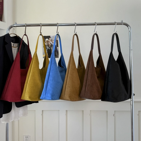 Grand Sac Hobo Minimaliste En PU Daim Pour Femmes Sac À Main Sous Le Bras Et Pochette