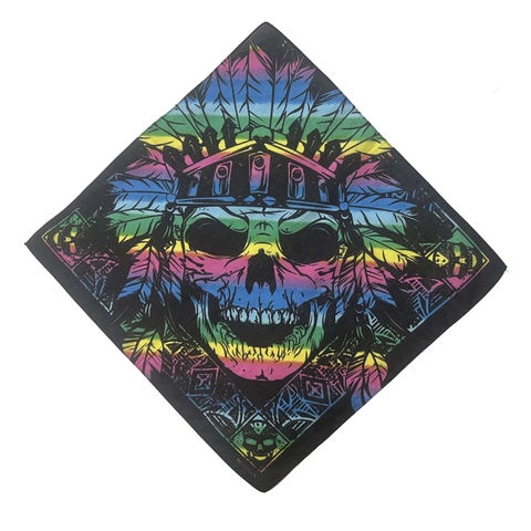 Bandana In Puro Cotone Con Stampa Teschio Foulard Quadrato Per Ciclismo All'Aperto Hip Hop Gotico Halloween Sciarpa Multiuso