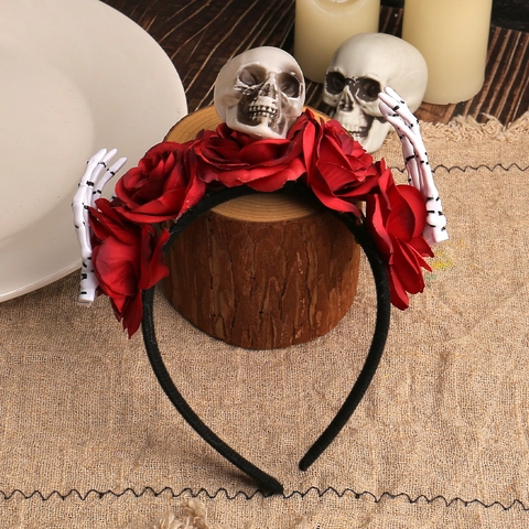 Halloween Gotisch Rose Schädel Stirnband Skelett Hand Gruselig Horror Kostüm Party Haarschmuck Damen Herren