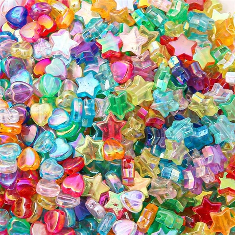 Perline Acriliche A Forma Di Stella E Cuore Finitura AB Colorata Trasparente Perline Distanziatrici Per Gioielli Fai Da Te