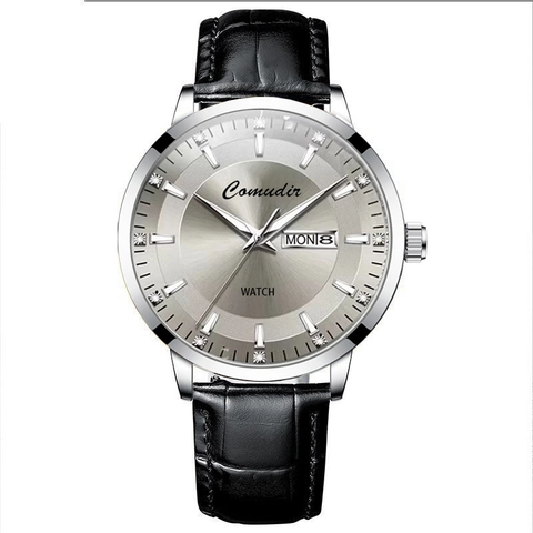 Men Business Quartz Watch Waterproof Luminous Dual Calendar Stainless Steel Leather Strap Fashion Wristwatch For Men
