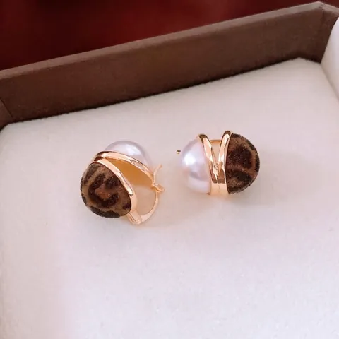 Orecchini Leopardati Retrò Con Perno In Argento Sterling 925 Lega Geometrica Quadrato Perla Artificial Donne