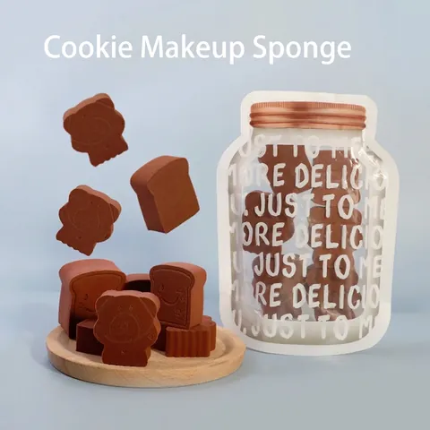 Spugne Per Trucco Carine Forme Orso Toast Biscotto Idrofilo Non Lattice Uso Secco Umido Espandibile Con Acqua Sfumini Morbidi