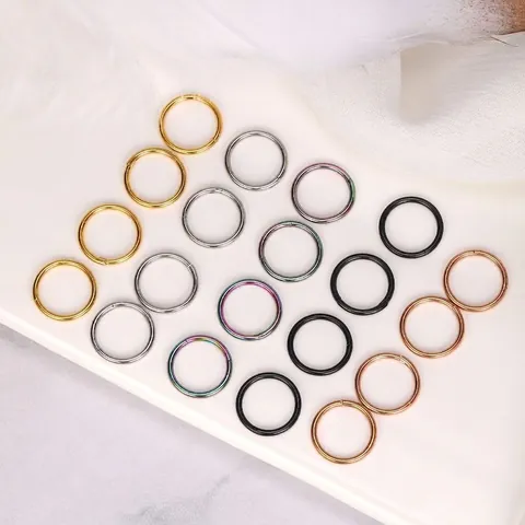 Hinged Segment Nose Ring Hoop Titanium Steel Piercing Jewelry Seamless Cartilage Earrings Unisex Minimalist Body Decor