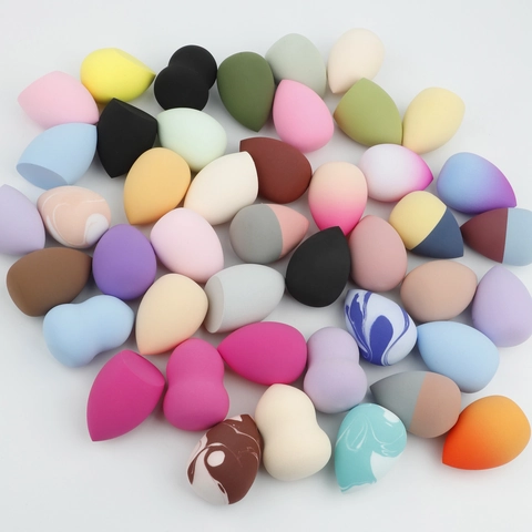Esponja De Maquillaje Beauty Egg Sin Látex Poliuretano Suave Para Base Polvo Seco Húmedo Gota De Agua Calabaza Corte Inclinado