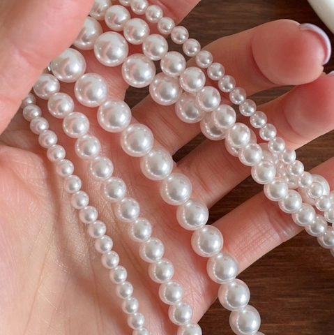 Elegant White Artificial Pearl Necklace For Women With 925 Sterling Silver Clasp Round Bead Strand Jewelry Wedding Party Gift