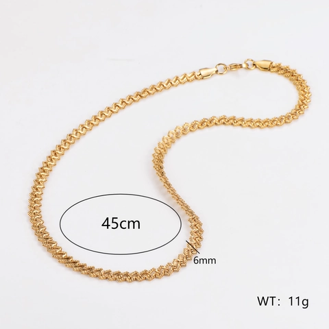 Collar Minimalista De Acero Inoxidable Con Textura Tejida Ondulada Brillante Para Mujer Joyería Elegante Bañada En Oro Moda