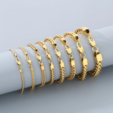 Pulsera De Cadena Franco De Acero Inoxidable Con Cierre De Langosta Joyería Estilo Punk Hip Hop Para Hombres Y Mujeres