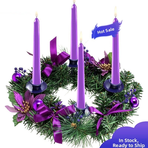 Christmas Advent Wreath Candle Holder Festive Pine Needle Pine Cone Satin Ribbon Ornaments For Holiday Table Decor Centerpiece
