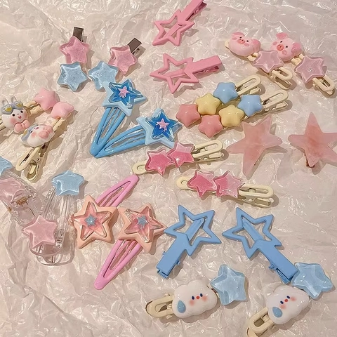Y2K Carine Mollette Per Capelli Dopamina Per Ragazze Donne Resina Stella Cuore Forme Di Animali Fermagli Colorati Antiscivolo
