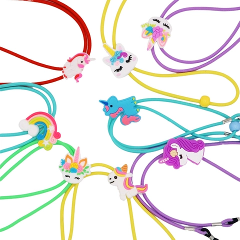Childrens Glasses Chain Lanyard Cartoon Unicorn Rainbow Silicone Adjustable Anti Slip Eyewear Strap For Kids Outdoors