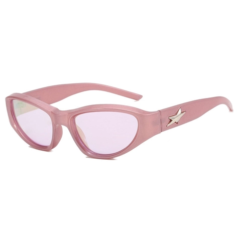Cat-Eye-Sonnenbrille Retro-Cyberpunk Y2K-Stil UV400-Schutz PC-Rahmen AC-Linse Silberner Stern Dekor Für Mode Outdoor