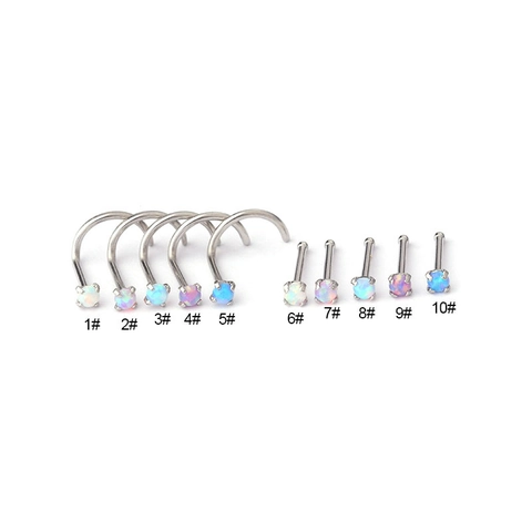 Clou De Nez Opale Bijoux De Piercing En Acier Inoxydable Forme L Barre Droite Pour Femmes Accessoire De Mode Coloré Décoratif