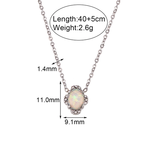 Collana Orecchini Bracciale In Acciaio Inossidabile Vintage Opale Australiano Artificiale Ovale Petalo Strass Elegante Donna