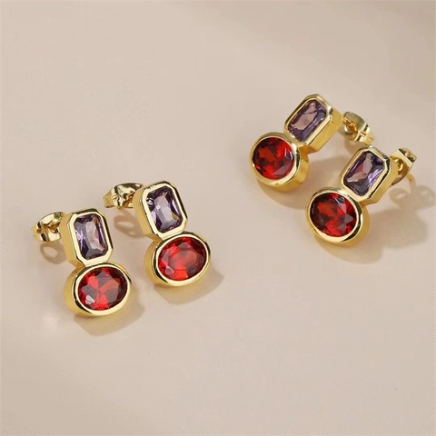 Orecchini A Cerchio Stella In Rame Con Zirconia Design A Fiore Quadrato Intrecciato Gioielli Moda Elegante Donna
