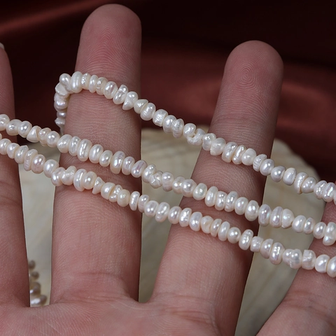 Natural Freshwater Pearl Beads Irregular Flat Shape White DIY Jewelry Making Strands Handmade Crafting