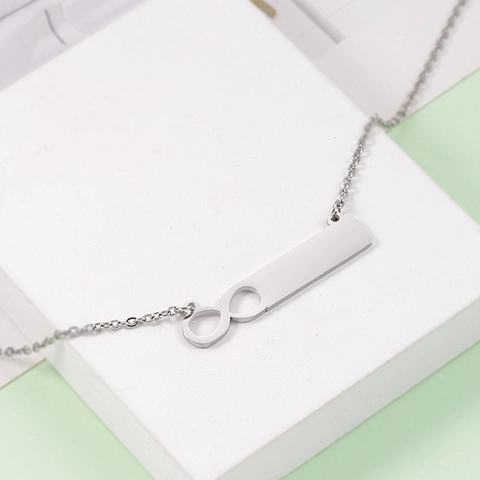 Collana A Barra Verticale Con Simbolo Dell'infinito In Acciaio Inossidabile Gioielli Lucidati A Specchio Per Donna Moda Minimalista