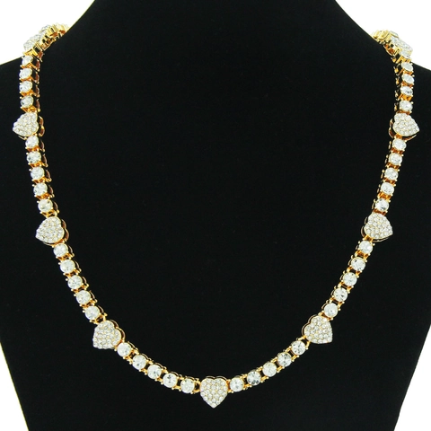 Hip Hop Gepersonaliseerde Hart Strass Halsketting Legering Cubaanse Schakelketting Voor Mannen Vrouwen Punk Rap Street Cool Sieraden Cadeau