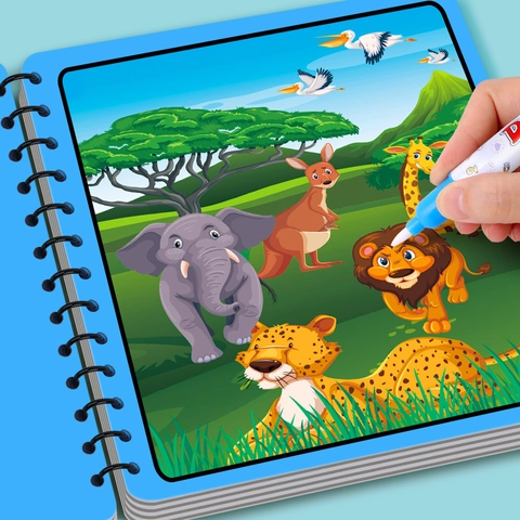 Magic Water Drawing Book Reusable Mess Free Coloring Board With Pen Educational Toys For Toddlers Kids Boys Girls Novelty