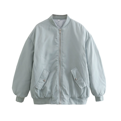 Damen Locker Bomberjacke Leicht Reißverschluss Jacke Mit Taschen Casual Streetwear Rippenbündchen Gestepptes Futter Einfarbig Frühling Herbst Mantel