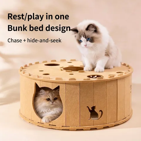 Cama Túnel Para Gatos Donut De Fieltro Casa Interactiva Para Gatos Nido Transpirable Superficie Rascador Para Jugar Dormir