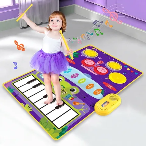 Tappeto Musicale Per Bambini Combinazione Batteria Jazz E Tastiera Pianoforte Giocattolo Educativo Con Bacchette Impermeabile