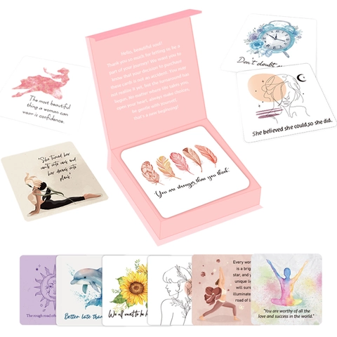 Carte Di Affermazione Positiva Citazioni Motivazionali Illustrazione Acquarello Porta Regalo Magnetico Donne Meditazione Scrivania