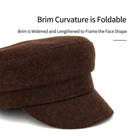 Cappello Newsboy Donna Autunno Inverno Misto Lana Caldo Berretto Piatto Stile Britannico Retrò Colore Solido Regolabile