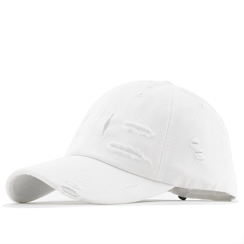 Vintage Distressed Baseball Cap Cotton Worn Out Frayed Hole Retro Streetwear Sun Hat Unisex Adjustable Outdoor Sport