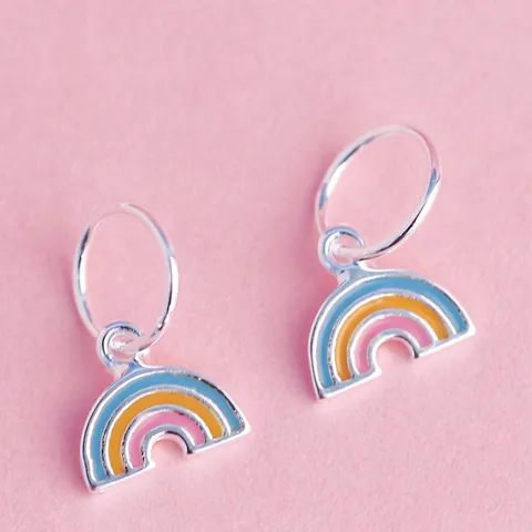 Regenbogen Charm Anhänger S925 Sterling Silber Bunte Emaille Süß Frisch Klein DIY Halskette Armband Ohrring