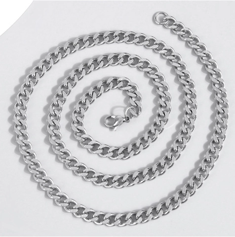 Herren Panzerkette Halskette Edelstahl Silber Trendiger Hip Hop Punk Rock Schmuck Für Den Alltag