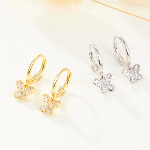 925 Sterlingsilber Schmetterling Ohrringe Süße Insekt Ohrhänger Mit Zirkonia Für Damen Frischer Stil Schmuck
